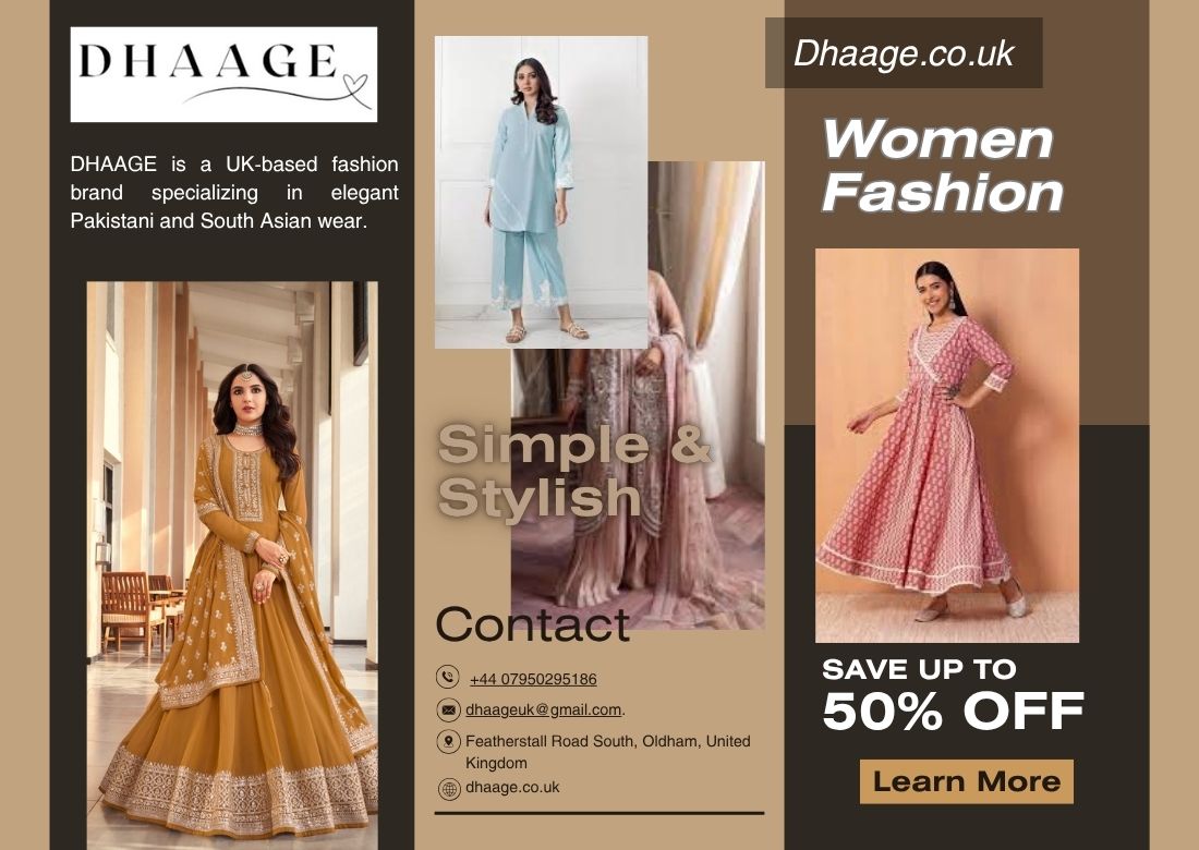 DHAAGE is a UK-based fashion brand specializing in elegant Pakistani and South Asian wear.