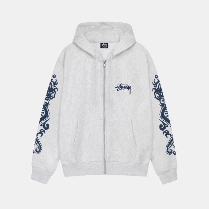 STUSSY-DRAGONS-ZIP-HOODIE-GREY