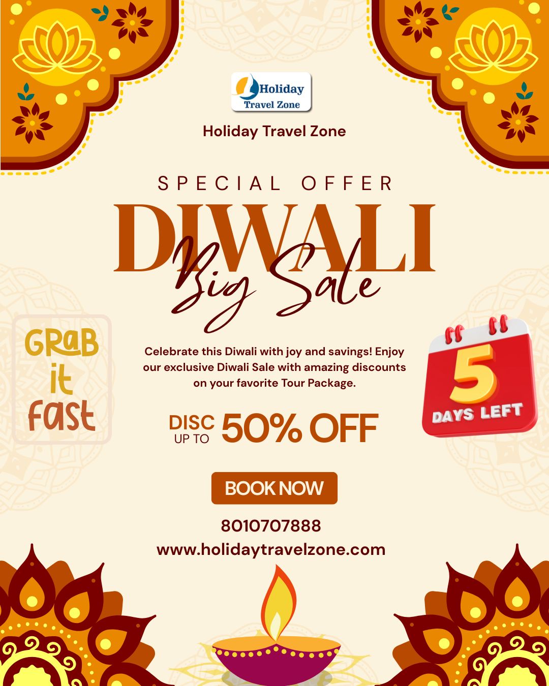 Brown & Orange Illustrated Diwali Sale Flyer (A4) (Instagram Post (45))