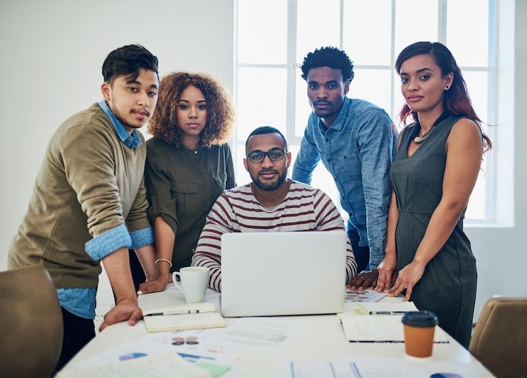 business-people-portrait-creative-meeting-laptop-teamwork-collaboration-about-us-startup-agency-group-computer-copywriting-internship-social-media-engagement-research_590464-414862-2