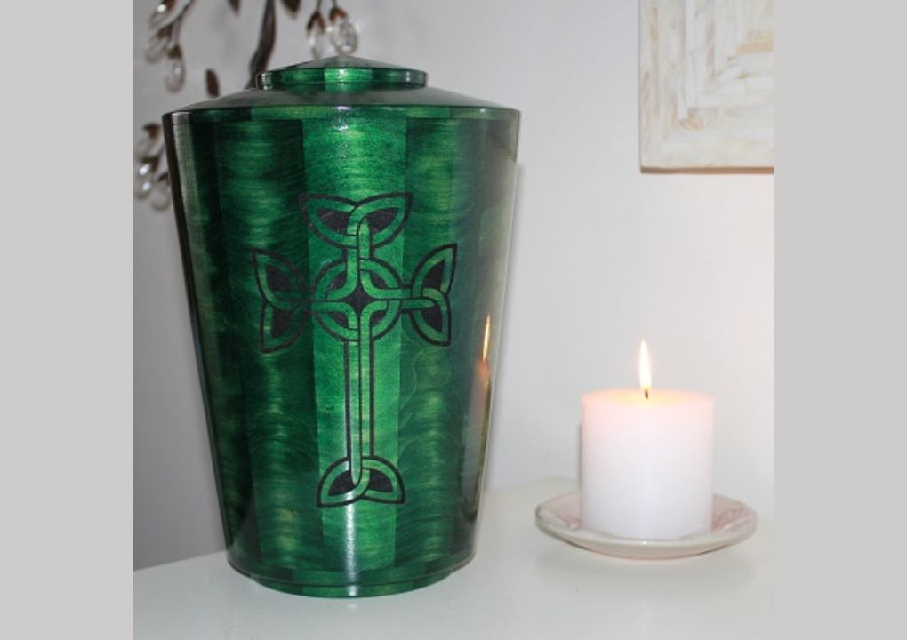 handcrafted wooden urns