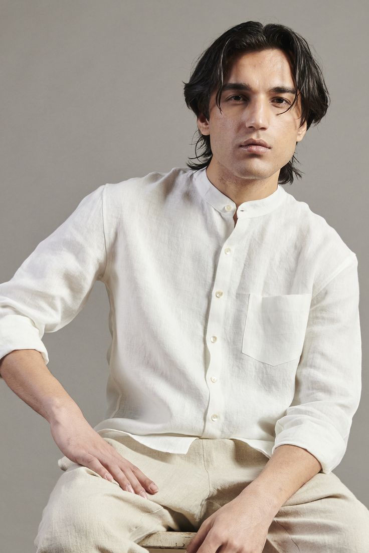u4102-White-Linen-Party-Wear-Shirt-by-Saphed-Men-at-Pernias-Pop-Up-Shop